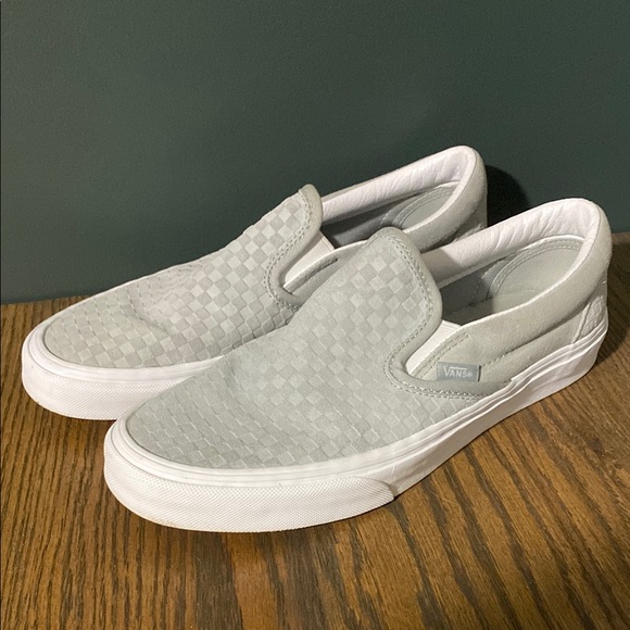 Vans Shoes - VANS Emboss Mini Check Classic Slip-On Shoes Grey Suede Mens 8 /Womens 9.5